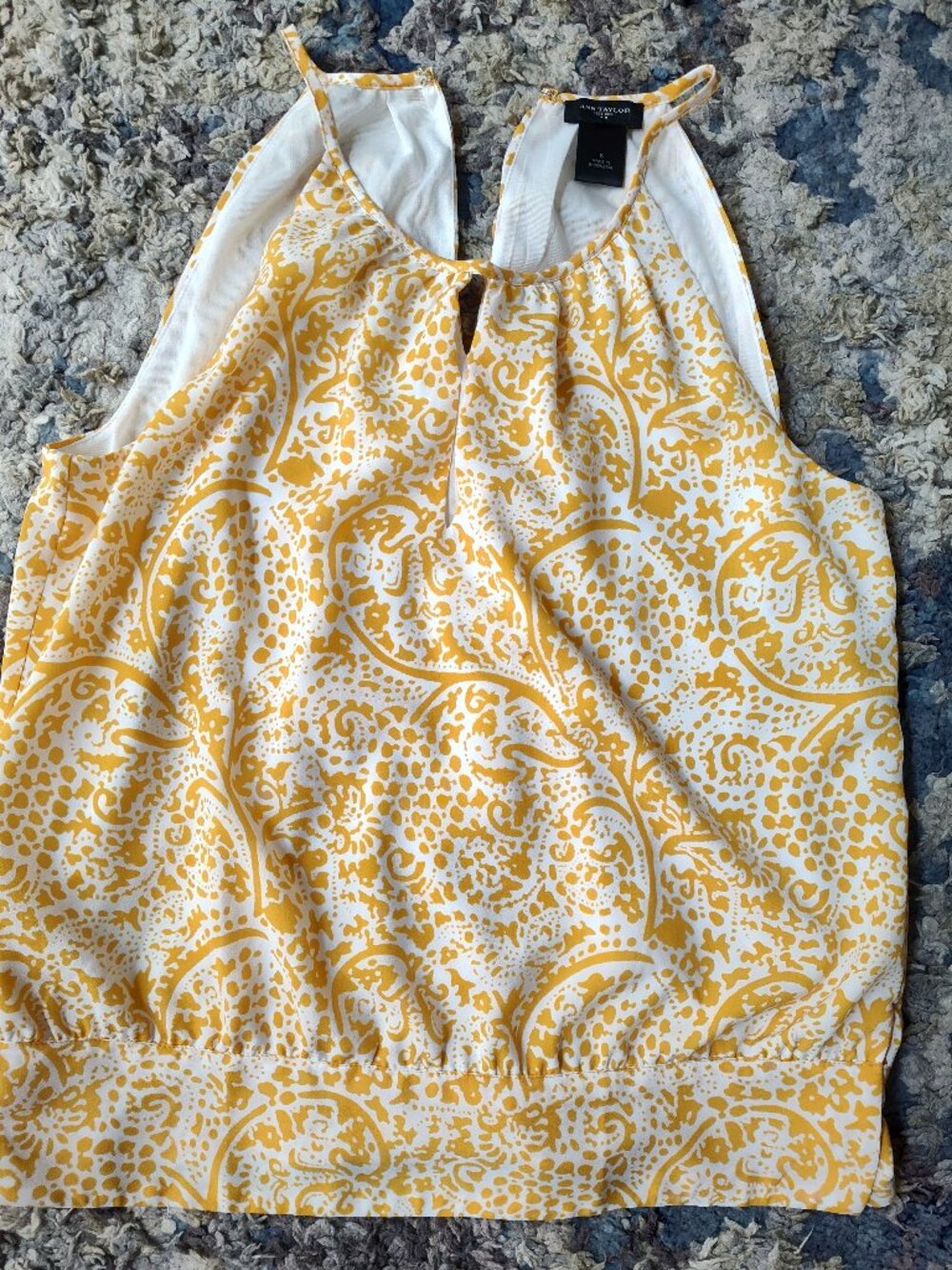 Ann Taylor Yellow/White Sleeveless Blouse